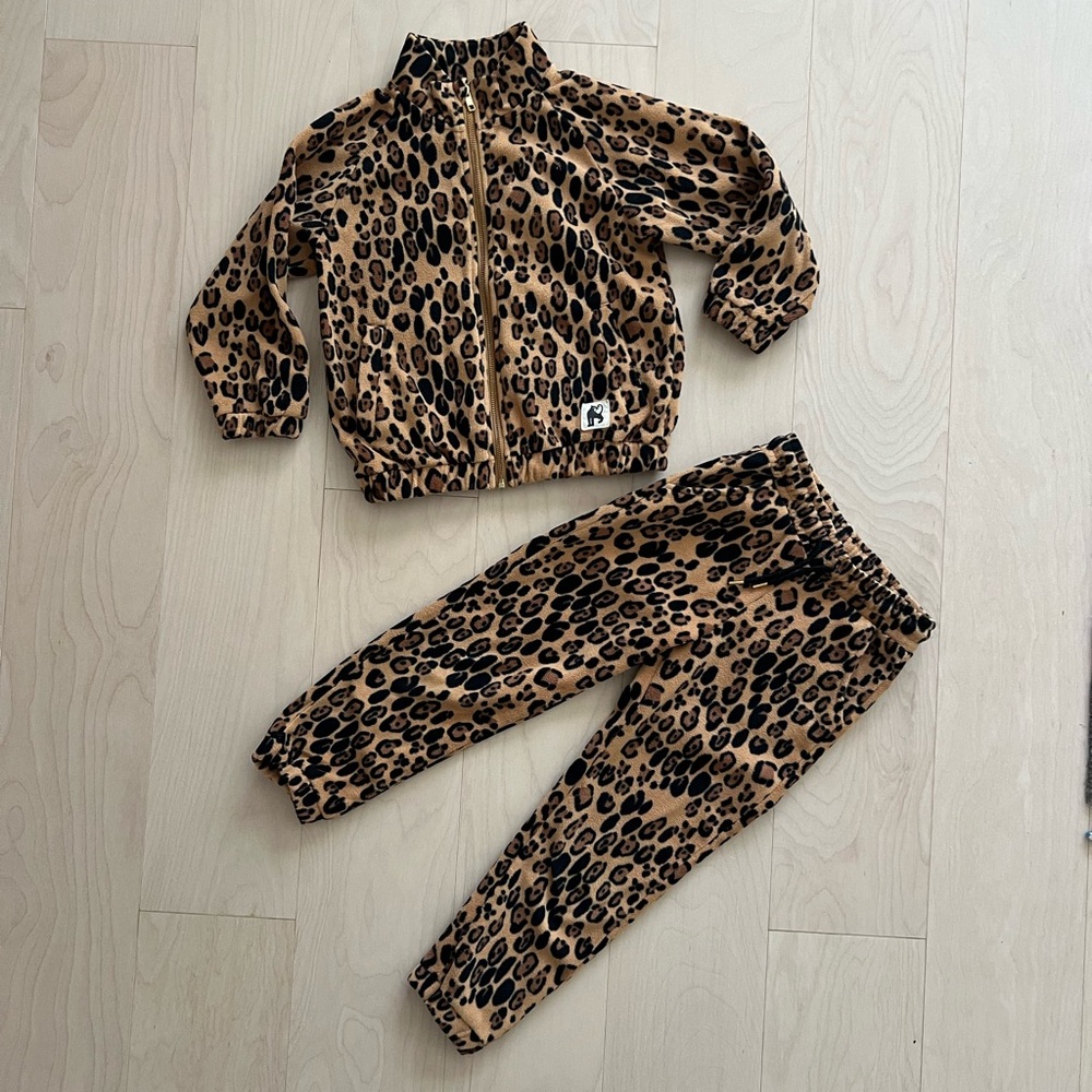 Mini Rodini Leopard Print Kids Fleece Set
